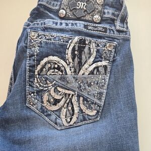 Miss Me Women's Blue Jeans with Silver Embellishments
